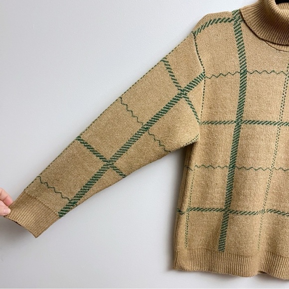 Lumiere Women’s Medium Wool Blend Plaid Turtleneck Popover Sweater - Picture 4 of 6